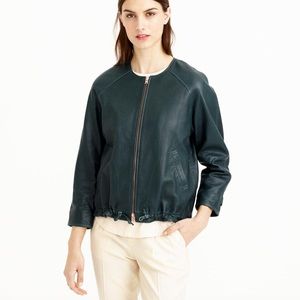J Crew Collection Collarless Leather Jacket